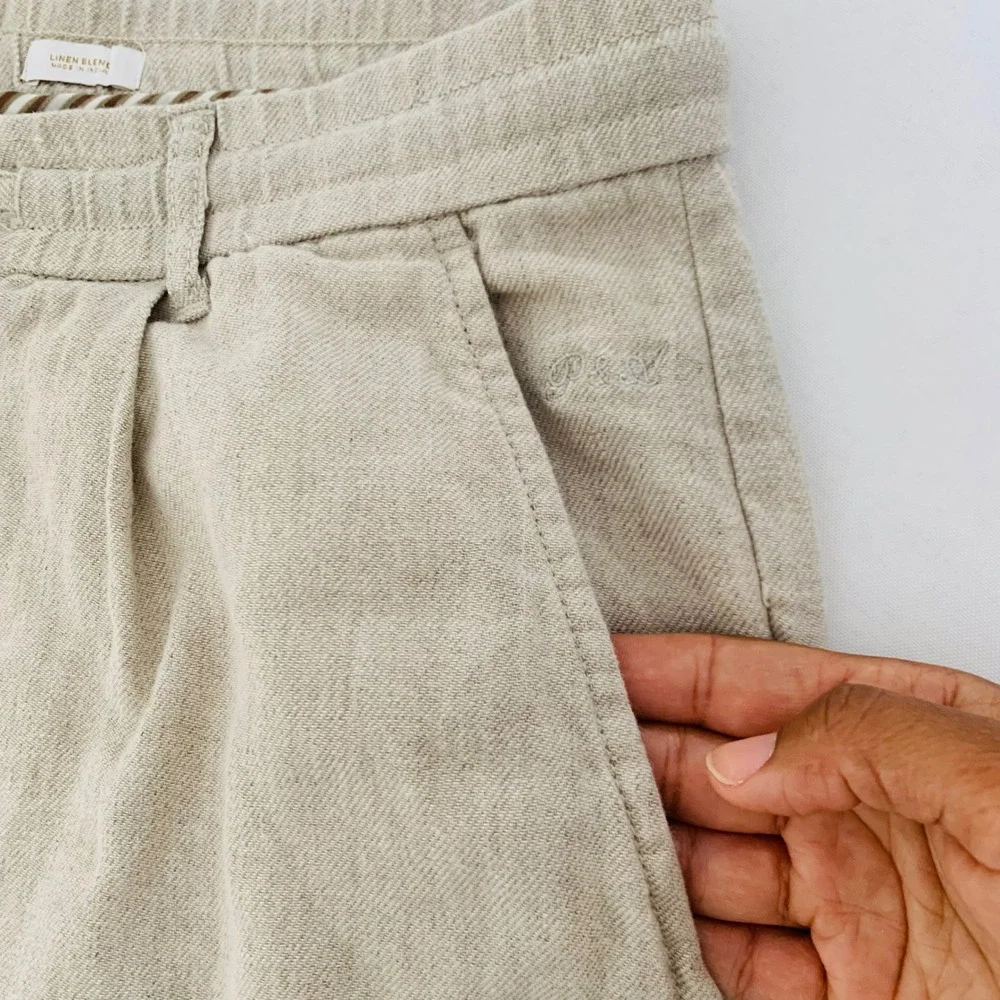 Porter & Ash Linen Blend Pants Men XL Beige Pleated Coastal Resort Quiet Luxury